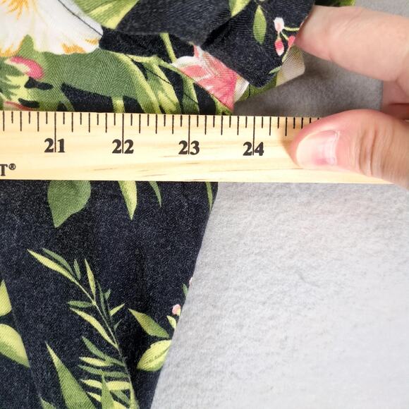 Analogy Black Tropical Button Up Rayon Shirt Women's Plus 1X Short Sleeve Casual - Picture 4 of 10